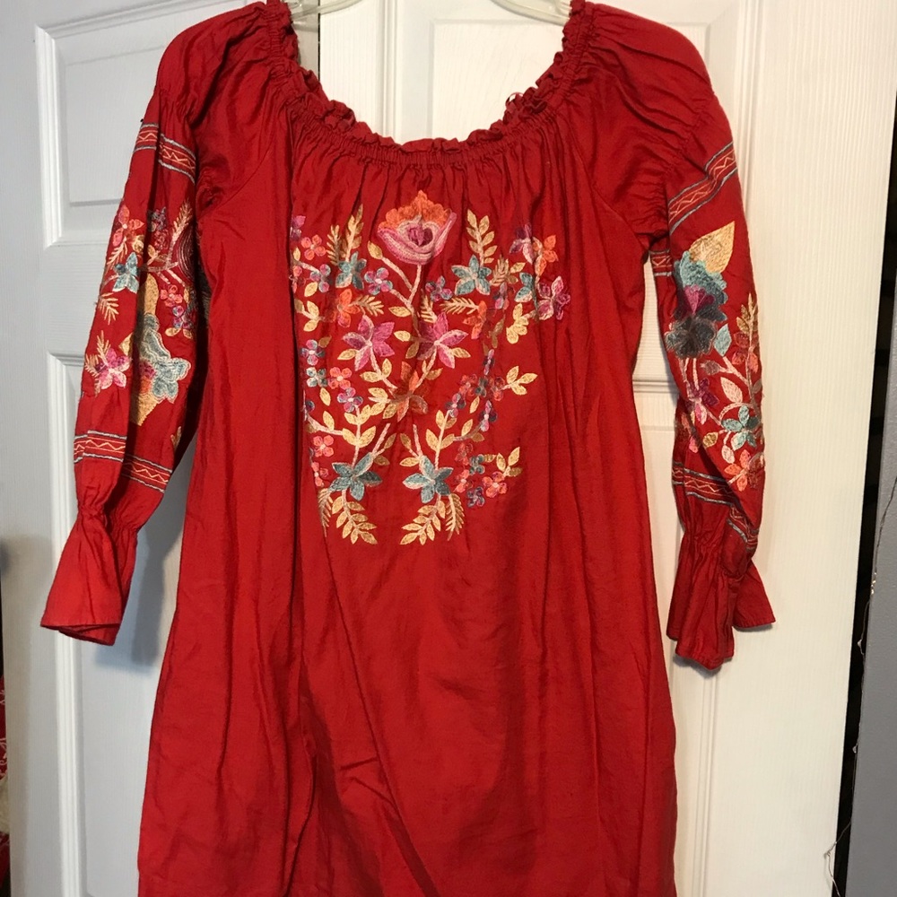 Free People off the shoulder embroidered dress